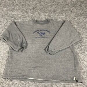 Vintage Crable Sportswear Sweatshirt Mens XL Grey Michigan Outdoorsman Wolf Y2K